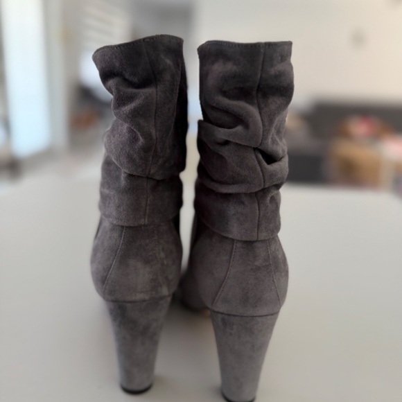 Manolo Blahnik Grey Slouchy Leather Ankle Boots - Picture 4 of 8